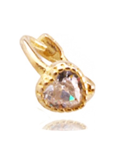 Liu S 27 Halka Kalp Gümüş Piercing 925 Ayar, Altın Kaplama, Zirkon Taşlı Ms3842 Altın