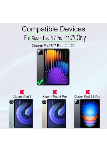 Xiaomi Mi Pad 7 / 7 Pro 11.2inç 2025 Kılıf Darbelere Dayanıklı Şeffaf Kapak Kapaklı Kılıf