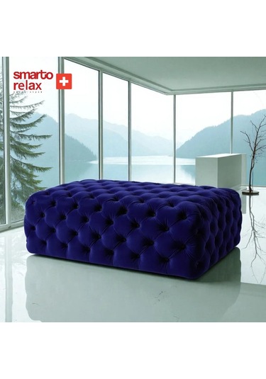Smarto Relax Puf Soglio Ayaksız Kapitoneli Dekoratif 100x100x45 Cm Lacivert Lacivert