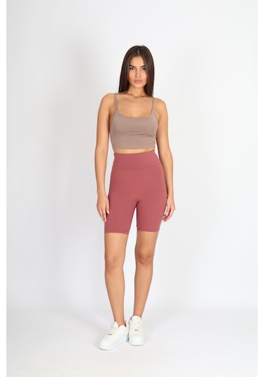Soft&Basic Kadın 2'li Bıker Toparlayıcı Esnek Kısa Spor Tayt Antrasit-rose
