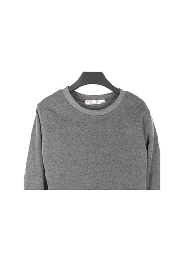 Dolıty Uzun Kollu Bisiklet Yaka Kazak Unisex Kapşonlu Polar Gri