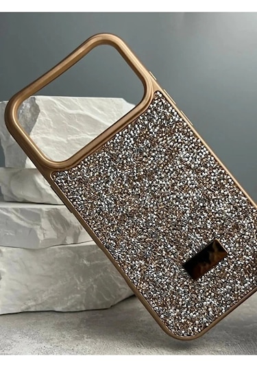 Apple iPhone Uyumlu 17 Pro Max Sw İnce Taşlı Premium Kılıf Bronz