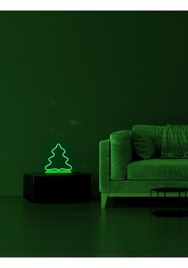 Ağaç Figürlü Yeşil Neon Gece Lambası Çok Renkli