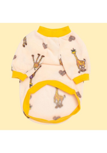 Züzü Polar Sweat Zürafa Desenli Kedi Köpek Sweati Kedi Köpek Kıyafeti Köpek Poları Sıcak Tutan Sweat