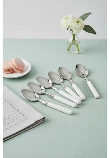 6 Lı Paslanmaz Çelik Soft Beyaz Yemek Kaşığı Seti Beyaz