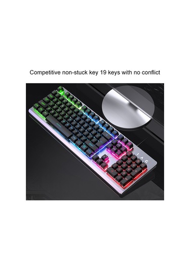 Yındıao K002 Usb Kablolu Mekanik Hissediyorum Rgb Arkadan Aydınlatmalı Klavye + Optik Fare Seti Beyaz