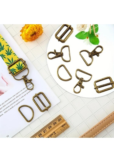 Fochsia 56 Parça Çanta Aparatı Seti 14 Antik Bronz Anahtarlık 21 D Halkası 21 Sürgülü Kulp