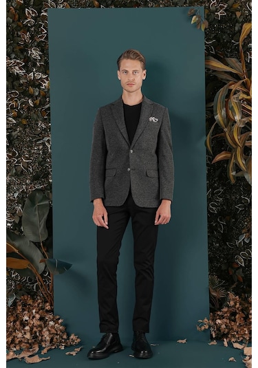 C 653 Slim Fit Siyah Spor Ceket Siyah