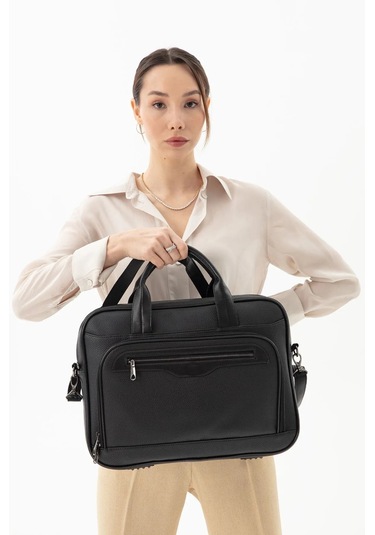 Unisex 15.6" Deri Evrak Bölmeli Laptop Çantası