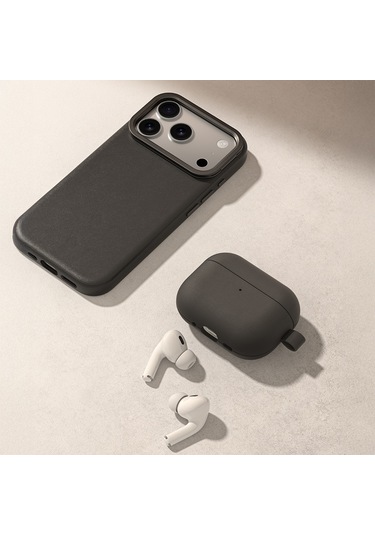 Airpods Pro 3 Uyumlu Amazingthing Glamour Serisi Deri Tasarımlı Kapak Siyah Siyah