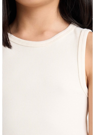 Defacto Kız Çocuk Bisiklet Yaka Basic Düz Atlet D9097a825hser100 Ekru