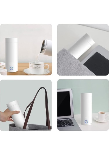 Sevindim Mağazada Yeni Mini Su Isıtıcısı Ve Termos, Taşınabilir Elektrikli Su Isıtıcısı, Taşınabilir Elektrikli Seyahat Su Isıtıcısı, Beyaz Diğer