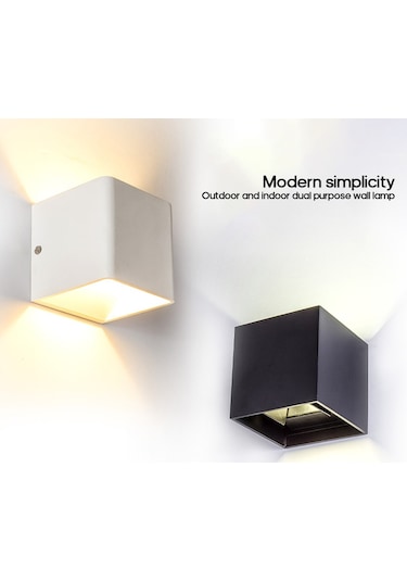 Skycity 12w Ip65 Su Geçirmez Dışarıdaki Duvar Lambası, Aydınlatmayı Ayarlayabilir, Alüminyum Gövde, Sıcak Beyaz Işık, Kare Desen, Ac85-265v Siyah