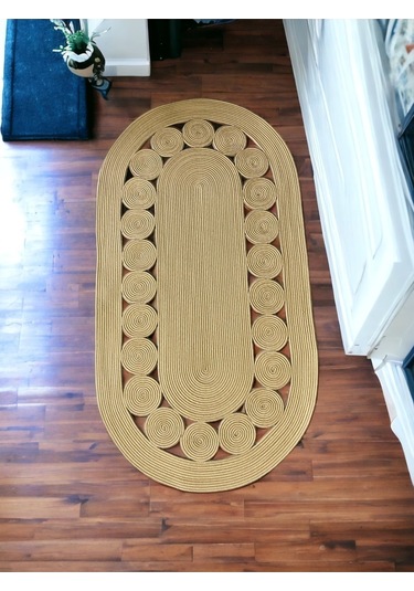 Jüt Hasırlı El Örgüsü Kilim Jüt