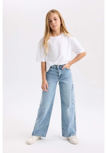 Defacto Kız Çocuk Wide Leg Kargo Cepli Geniş Bol Paça Jean Pantolon D3718a824wnnm28 Mavi Defacto Kız Çocuk Wide Leg Kargo Cepli Geniş Bol Paça Jean Pantolon D3718a824wnnm28 Mavi