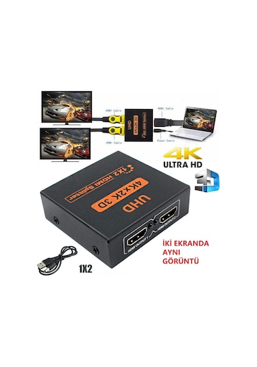 2 Port Hdmi Çoklayıcı Splitter Switch 4K 2160P