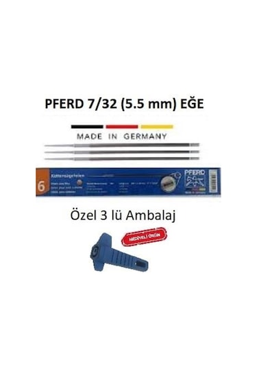 Pferd 7/32 5.5Mm Motorlu Testere Eğesi Orta 3Lü Paket