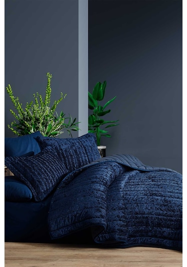 Elart Comfort Yeni Nesil Çift Kişilik Uyku Seti 3 Parça Velvet Lacivert 230 x 220 Lacivert