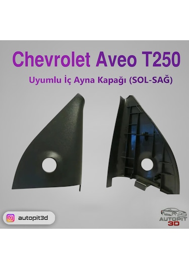Autopit 3d Chevrolet Aveo T250 Uyumlu İç Ayna Kapağı Sol-sağ