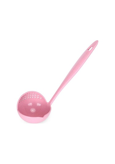 Pembe 2 In 1 Uzun Saplı Çorba Kaşığı Mutfak Süzgeci Pişirme Kevgir Mutfak Kepçe Plastik Sofra Kevgir Mutfak Aletleri
