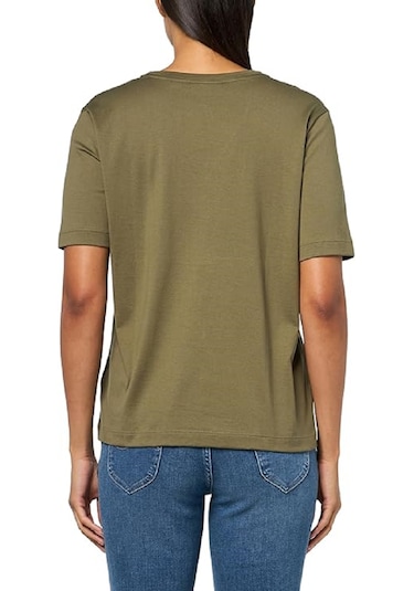 Lacoste V Yaka Organik Pamuk Bayan T-shirt Haki