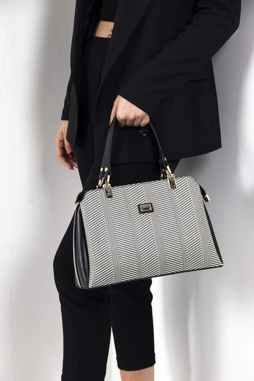 Silver Polo Kadın El Ve Çapraz Çanta 972 Siyah Beyaz
