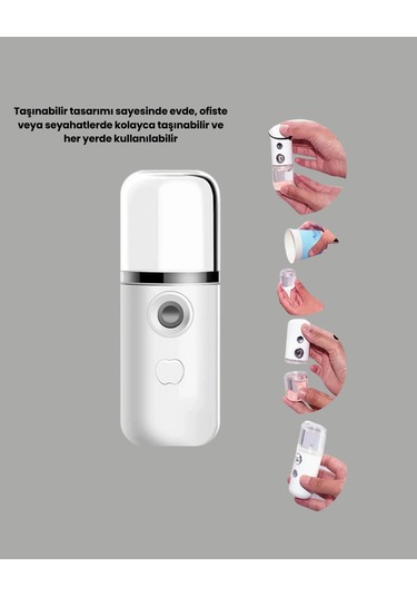 Kablosuz Şarjlı Mini Buhar Nemlendirici Cilt Ve Ortam İçin Taşınabilir Akıllı Cihaz