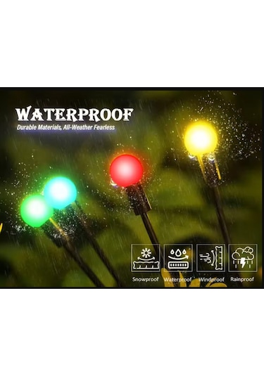 Solar 8 Top Çok Renkli Ateş Böceği Led Bahçe Aydınlatma Solar Bahçe Süsü Çok Renkli