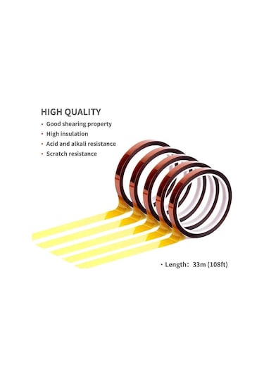 1 Adet Genişlik 3-200mm Isı Bga Isı Yalıtımı Poliimid Yalıtım Yüksek Sıcaklık Yapışkan Bant 3d Baskı Kurulu Korumak 30mm