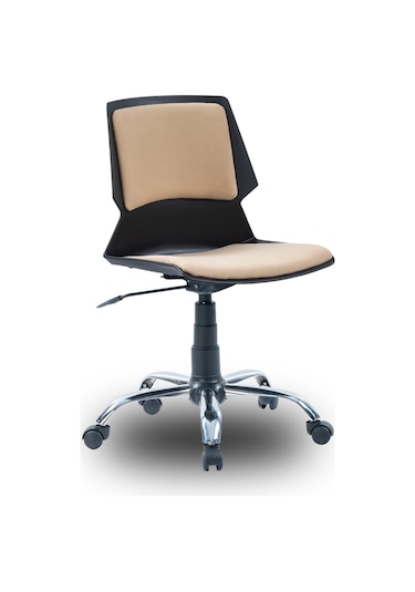 Ofiscombin Ofis Büro Metal Ayaklı Döner Tekerli Ders Çalışma Sandalyesi Krem Kumaş 00047499886