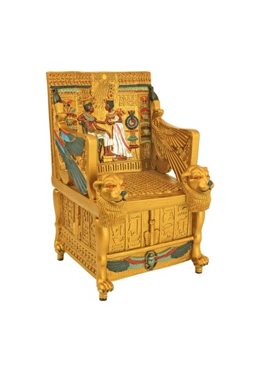 Toscano Mısır Dekorlu Takı Kutusu - King Tut Golden Thron Jewelry Box - Mısır Heykelleri