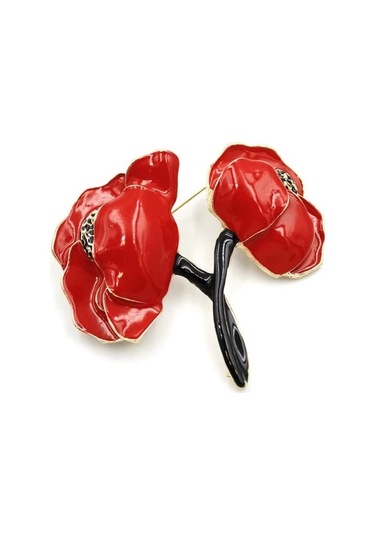 Gelincik Broş - Kırmızı Çok Renkli