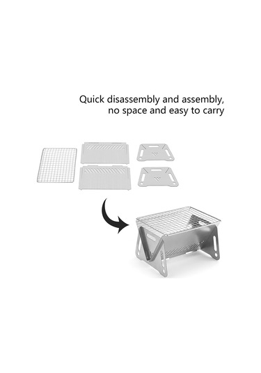Taşınabilir Kömürlü Izgara, Çıkarılabilir Mini Kamp Izgarası, Saklama Çantası, Hafif Izgara, Açık Hava Barbeküsü İçin Gümüş