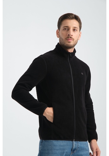 Shooter Sportswear Erkek Polar Sweatshirt Kışlık Standart Fit Outdoor Karyoka Dikiş Detaylı Siyah
