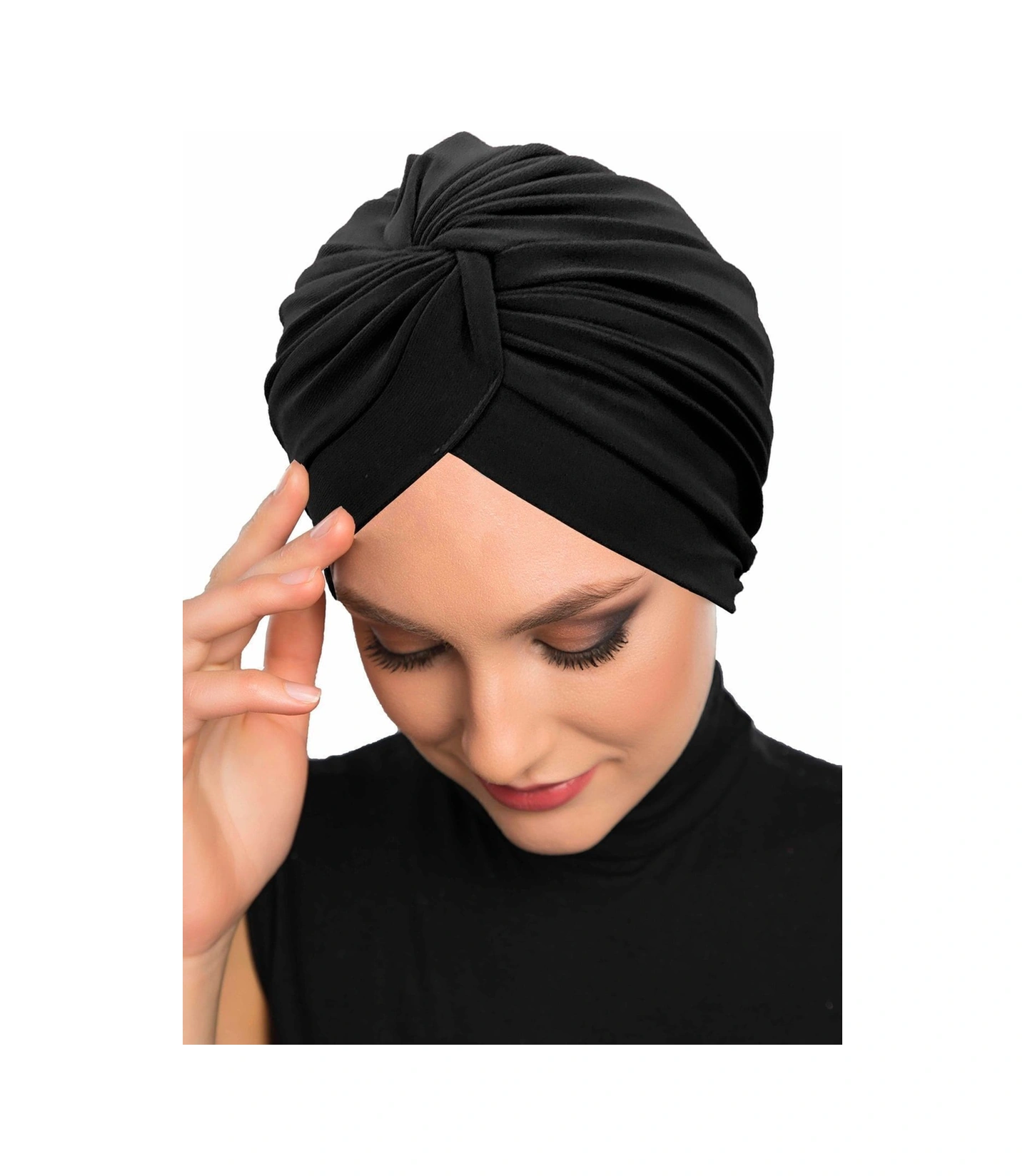 Çapraz Kancalı Siyah Hazır Türban Tesettür Dış Ve Havuz Bonesi Siyah
