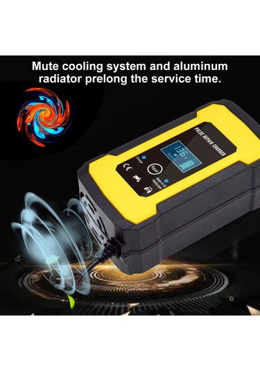 Mufunye Araba Akü Şarj Cihazı 12v Akıllı Tam Otomatik Akü Şarj Cihazı Bakım Cihazı Lcd Ekranlı Nabız Onarım