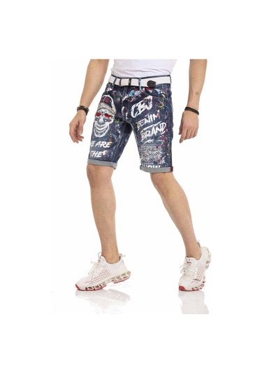 Ck255 Boyalı Erkek Kot Şort Mavi