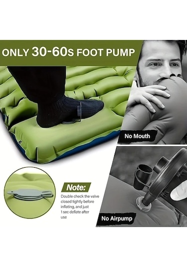 Userfriendly11 Yeşil Kamp Matı Hafif Şişme Taşınabilir Doğa Maceraları İçin Uyku Yatağı Yeşil