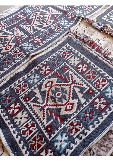 Parlak Dokuma Oto Koltuküstü Kilim Gri