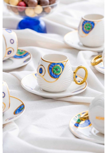 Acar Jupiter 6 Kişilik Porselen Kahve Fincanı Takımı - 90 Ml 06011 Beyaz