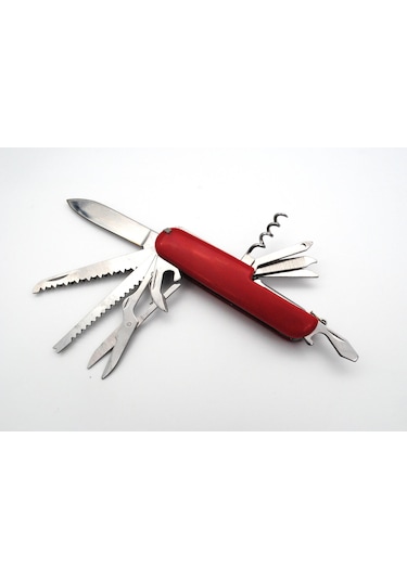 Valkyrie 11 Fonksiyonlu İsviçre Outdoor Kamp Cep Çakısı Kırmızı