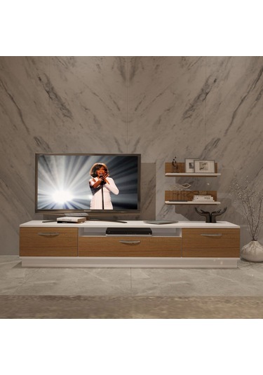 Decoraktiv Trio 4s Mdf Tv Ünitesi Tv Sehpası Beyaz - Ceviz