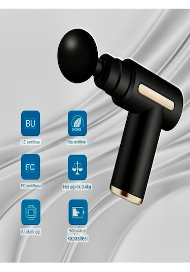 Am0g6 4 Yedek Kafa 6 Kademe Elektrikli Kas Masajı Vurmalı Masaj A Siyah