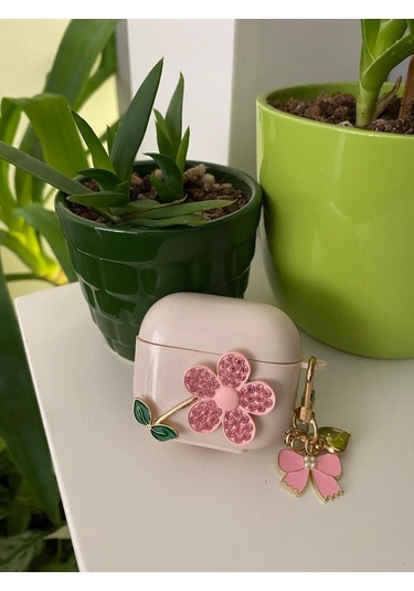 Iphone Pro/pro2 Nesil Uyumlu Koruyucu Bluetooth Kulaklık Kılıfı Taşlı Çiçek Airpods Pro/pro2 Nesil