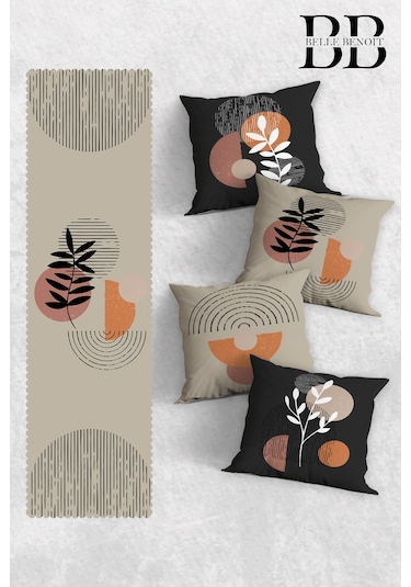 Belle Benoit Baskılı Runner & Koltuk Kırlent Kılıfı Set Desen42