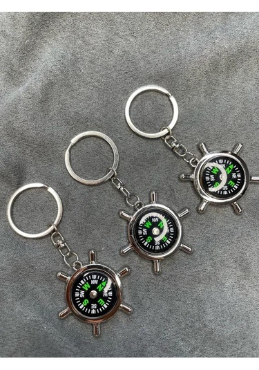 Leezsing Denizciler İçin Metal Gemi Direksiyonu Pusula Anahtar Zinciri - Dayanıklı Malzeme, Güvenli Tutma, Çeşitli Renkler Gümüş