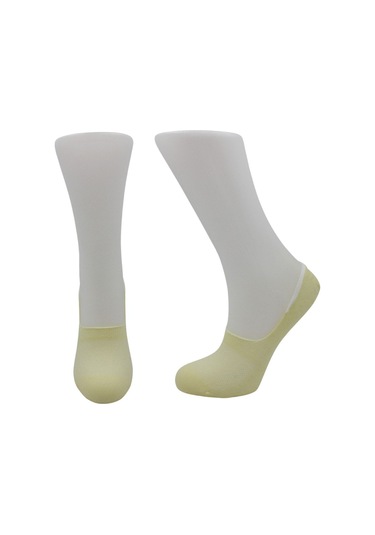 Kadın Babet Çok Renkli Çorap Pamuklu Görünmez Kaydırmaz Topuk Silikonlu 6'lı Paket Pirinç Örgü Çok Renkli