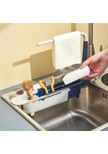 Xindoker Mutfak Lavabo Genişlik Ayarlanabilir Genişletilebilir Sulama Sepeti, Havlu Kurutma Rakımı Ve Malzeme Düzenleyici - Sarı