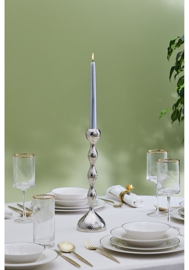 Karaca  Arlen Tekli Şamdan Silver 32 Cm