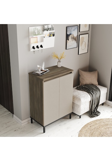 Robin Home Gloria Çok Amaçlı Dolap Ayakkabılık Metal Ayaklı Bej